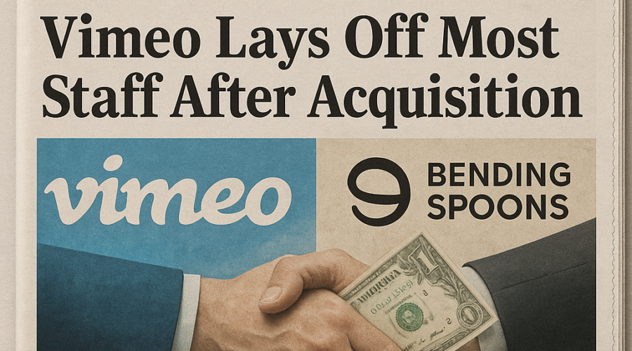 Vimeo Lays Off Most Staff Months After $1.38 Billion Private Equity Acquisition by Bending Spoons