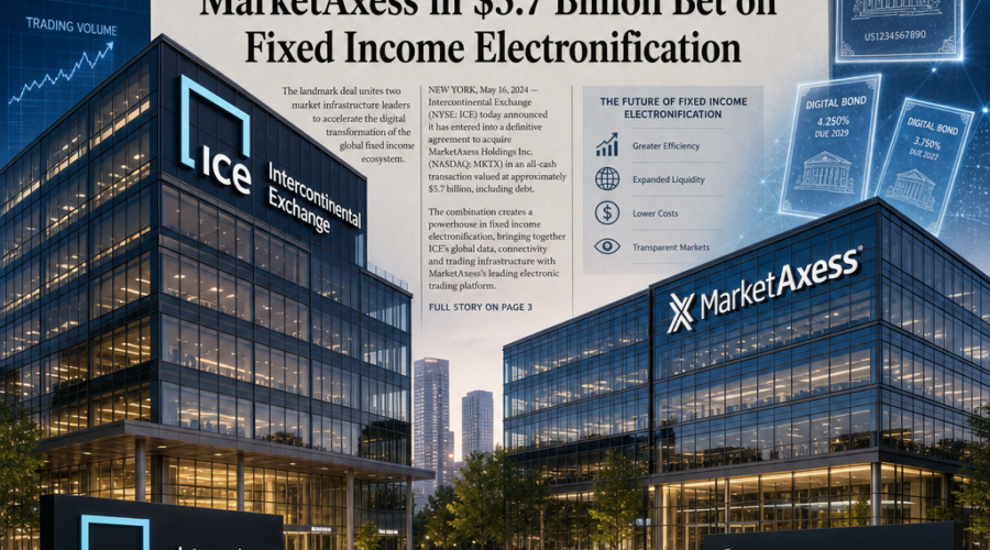 Intercontinental Exchange to Acquire MarketAxess in $5.7 Billion Bet on Fixed Income Electronification