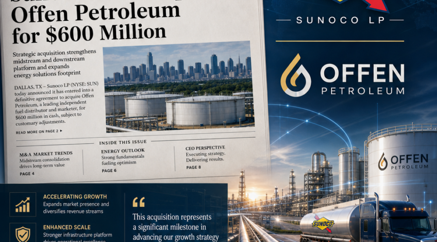 Sunoco LP to Acquire Offen Petroleum for $600 Million, Strengthening Midstream Distribution Moat