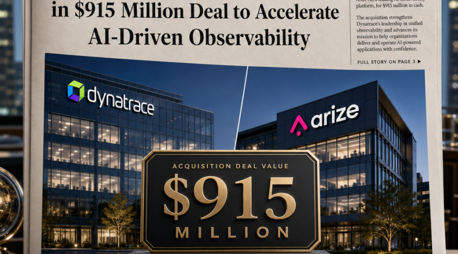 Dynatrace to Acquire Arize AI for $915 Million, Strengthening Grip on Agentic AI Infrastructure