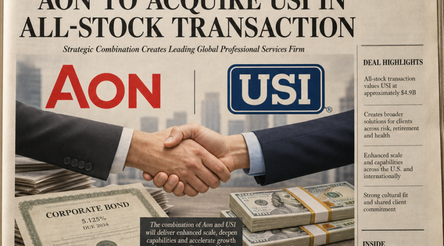 Insurance Broker Aon Prepares $13.5 Billion Debt Offering to Back Acquisition of USI