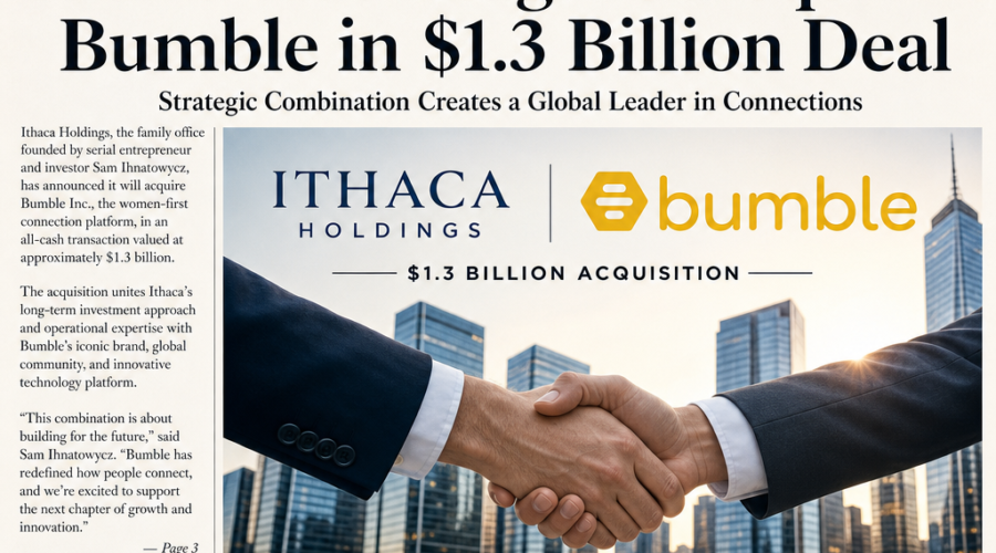 Ithaca Holdings Acquires Dating App Operator Bumble for $1.3 Billion