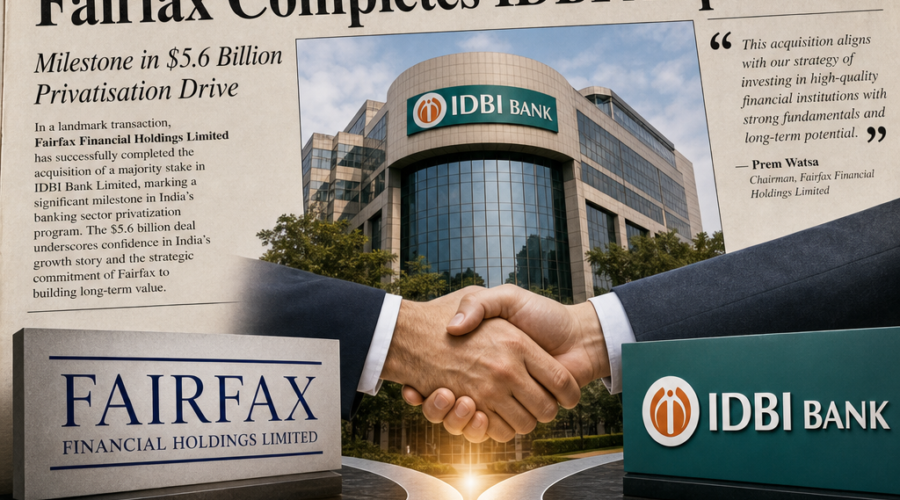 Fairfax Secures IDBI Bank Control in $5.6 Billion Privatisation Drive